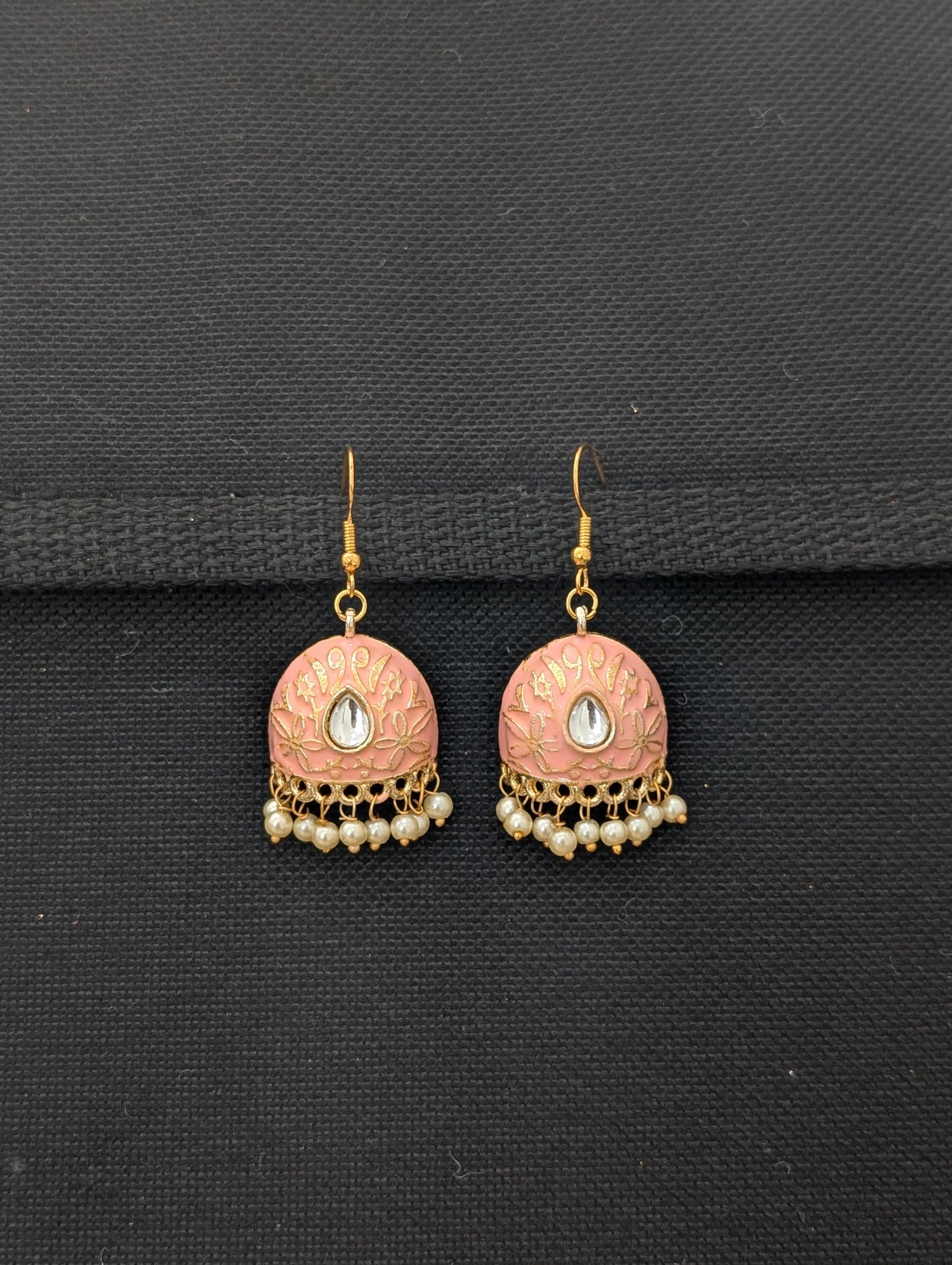 Colorful Enamel cut jhumka Hook drop Earrings