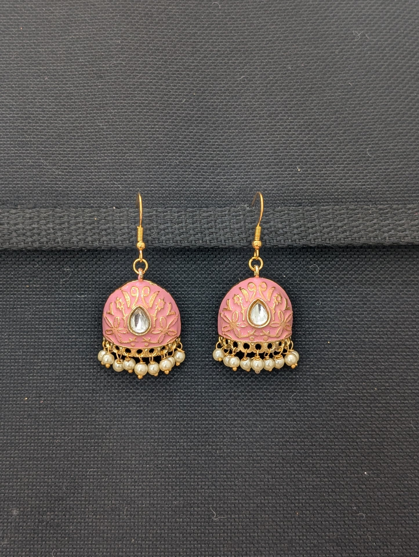 Colorful Enamel cut jhumka Hook drop Earrings