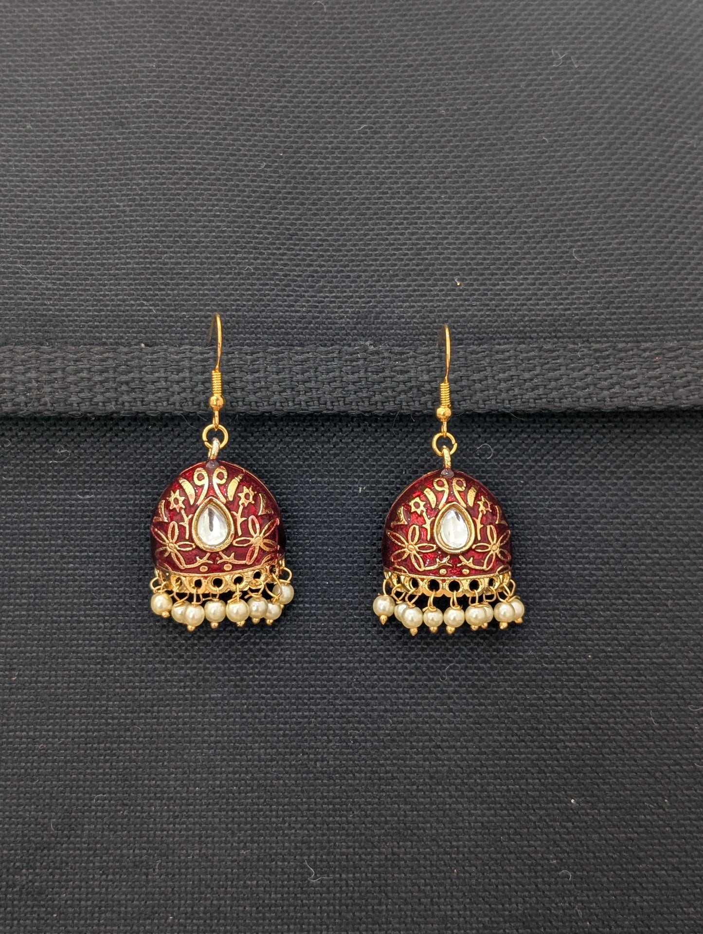 Colorful Enamel cut jhumka Hook drop Earrings