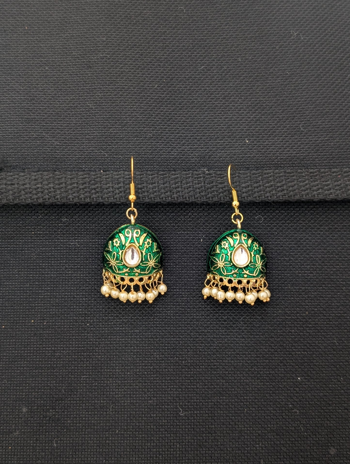 Colorful Enamel cut jhumka Hook drop Earrings