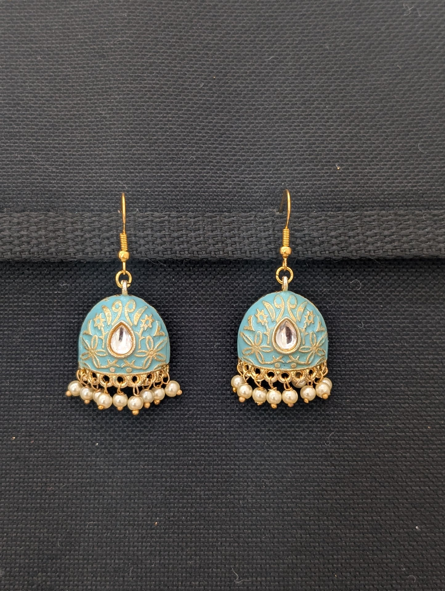 Colorful Enamel cut jhumka Hook drop Earrings