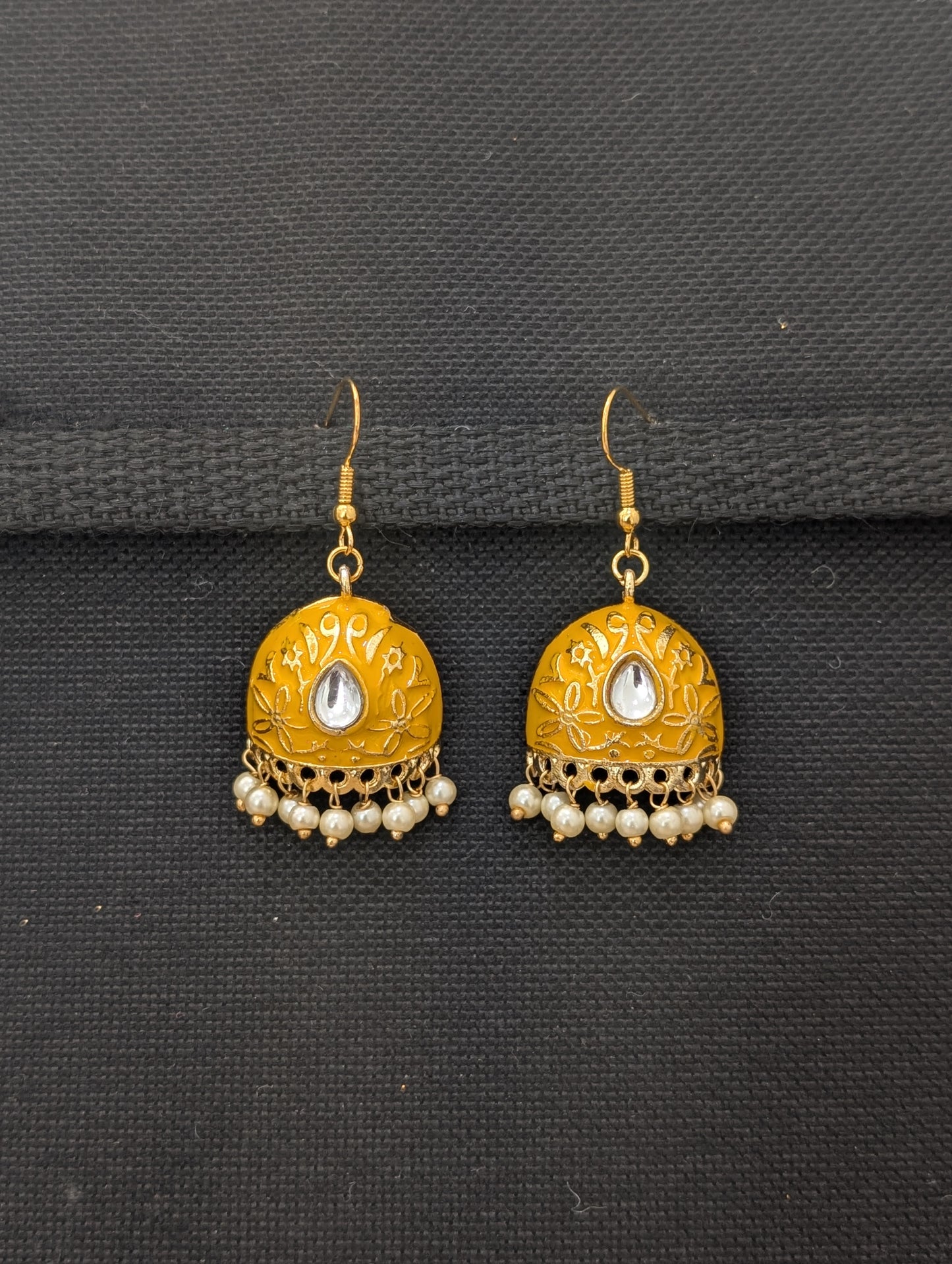 Colorful Enamel cut jhumka Hook drop Earrings