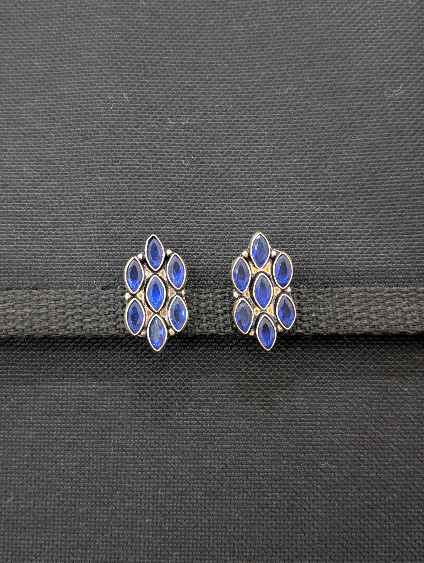 SALE - Oxidized Silver Polki / CZ stone Stud Earrings