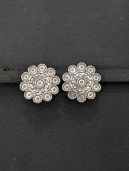Oxidized Silver Large Stud Earrings