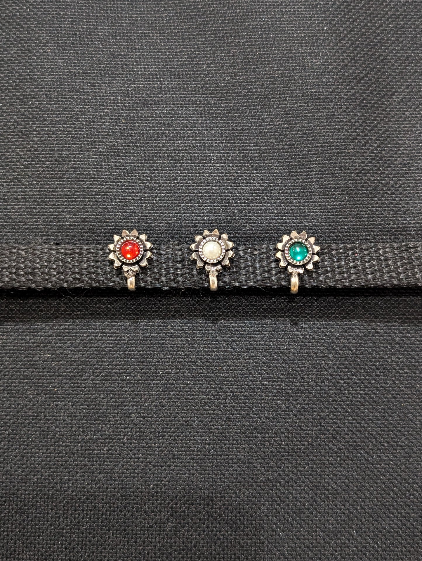 Oxidized Silver medium clip on nose pin - Different designs