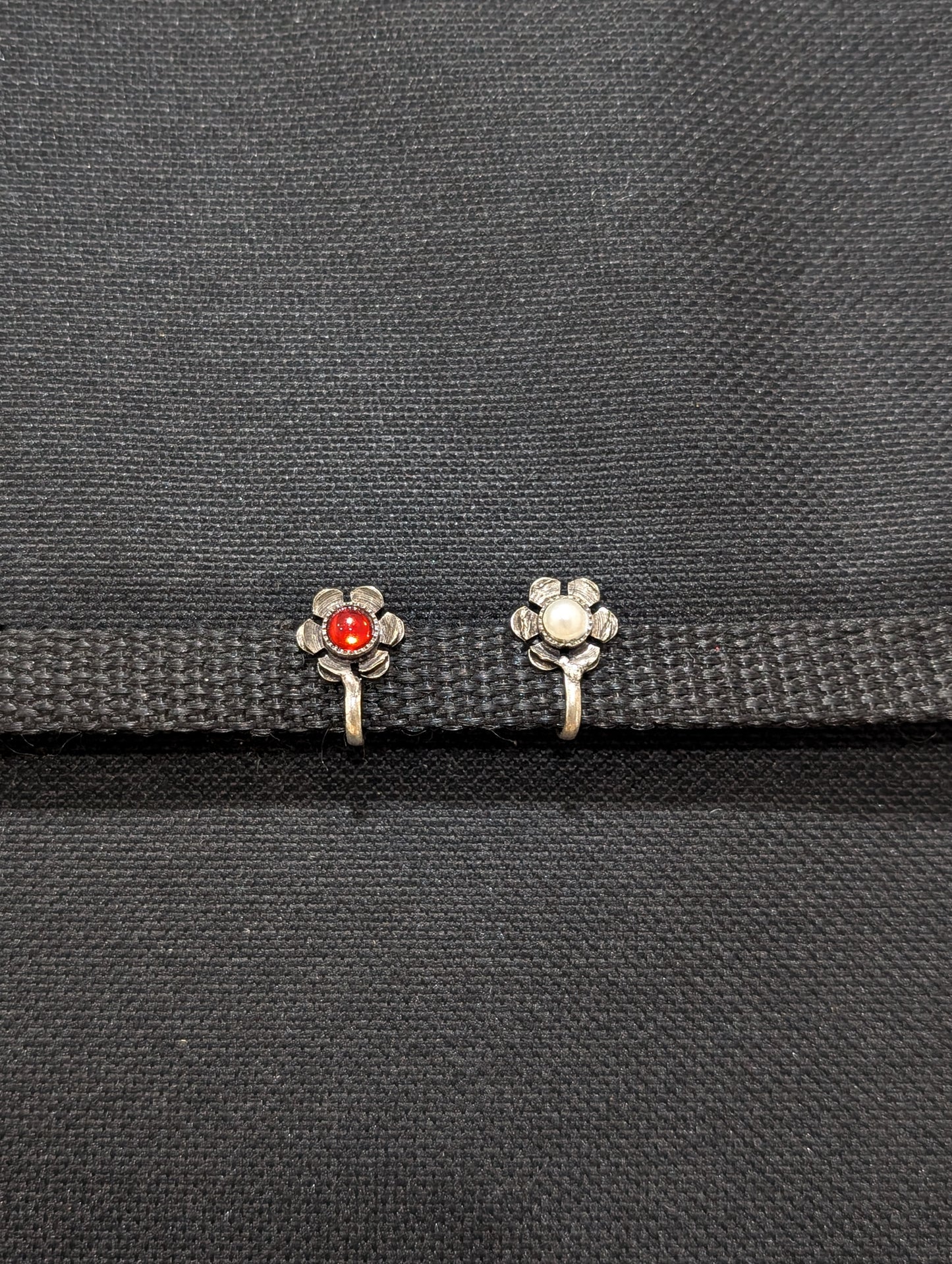 Oxidized Silver medium clip on nose pin - Different designs
