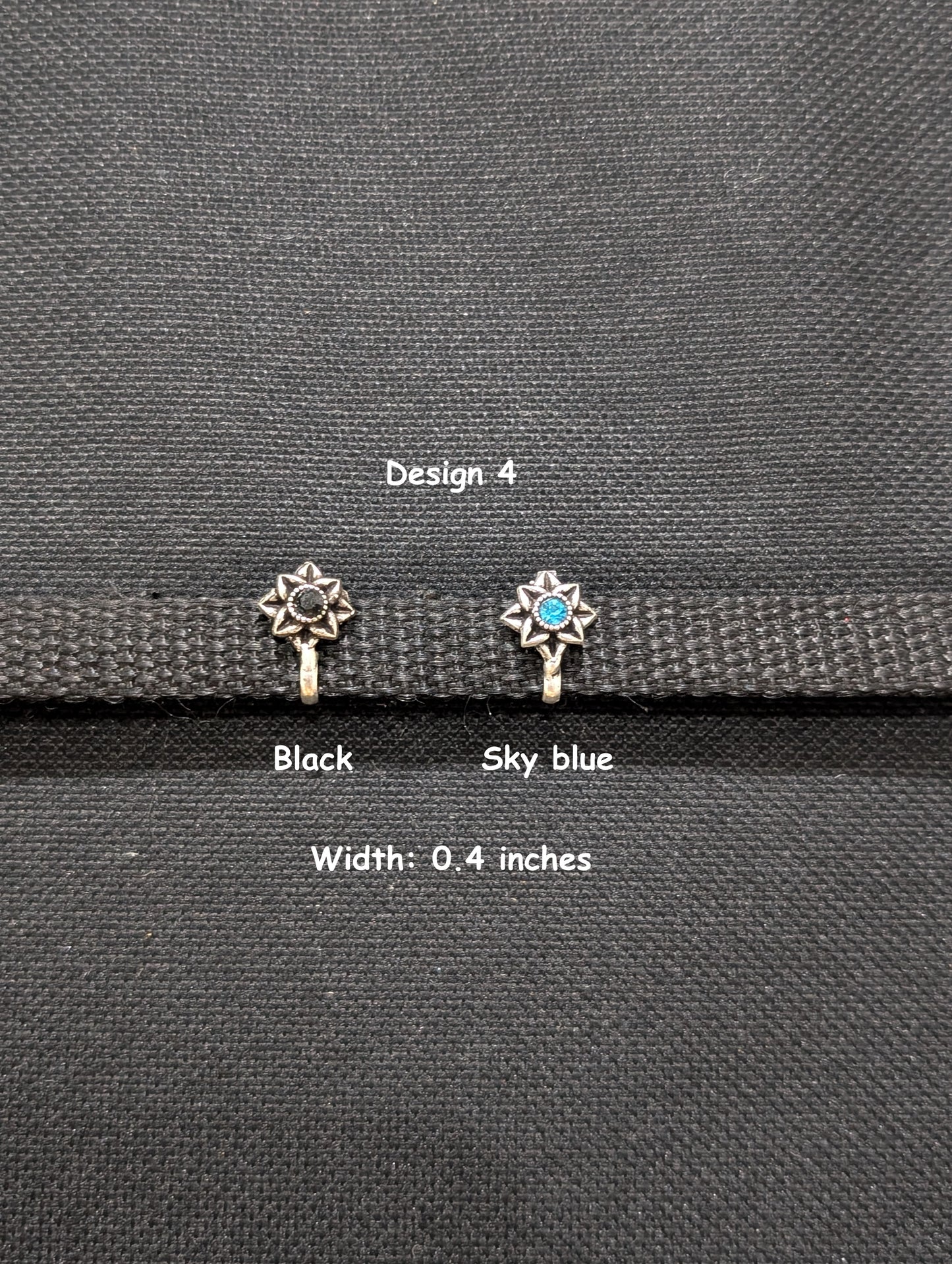 Oxidized Silver medium clip on nose pin - Different designs