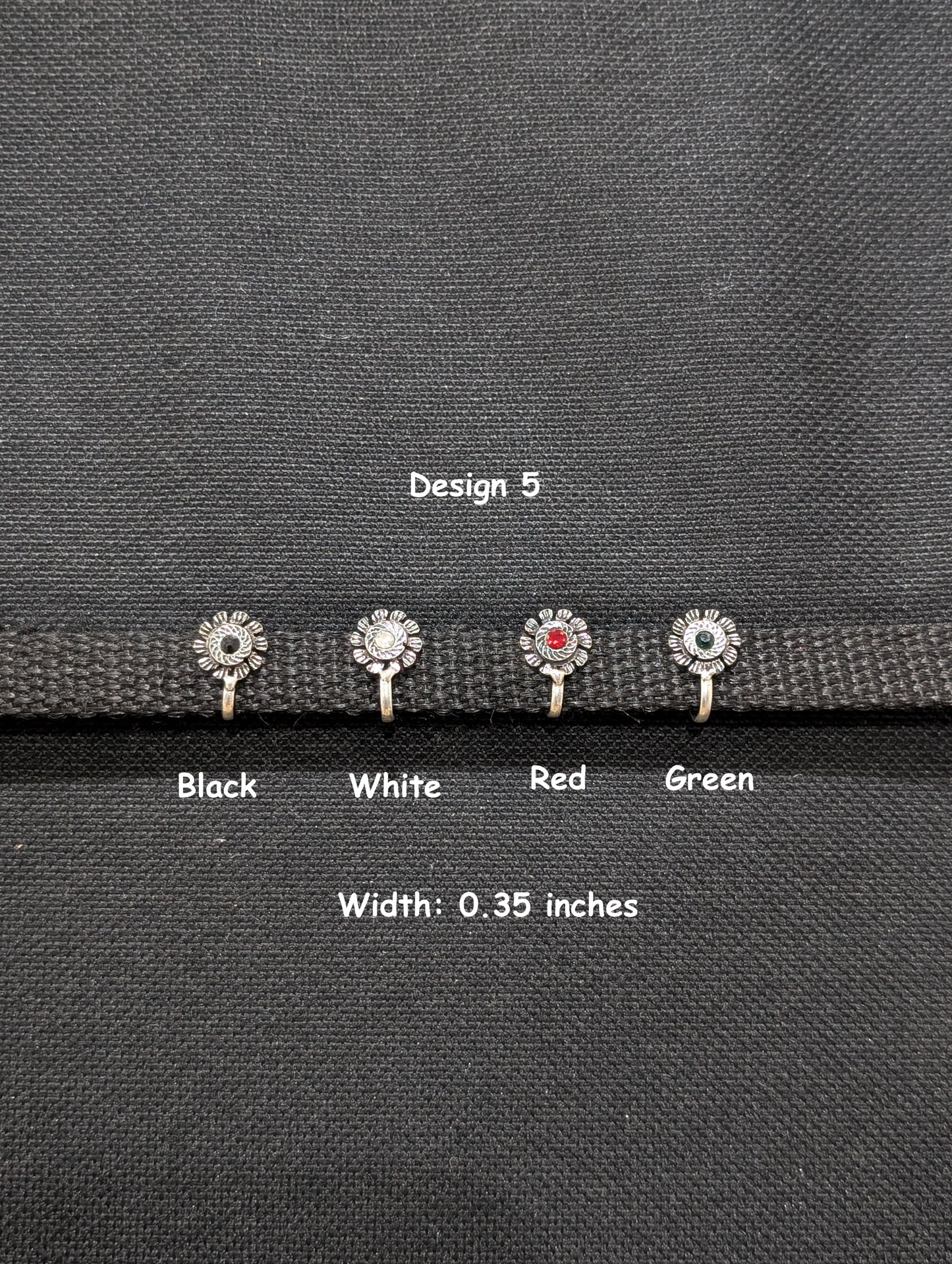 Oxidized Silver medium clip on nose pin - Different designs
