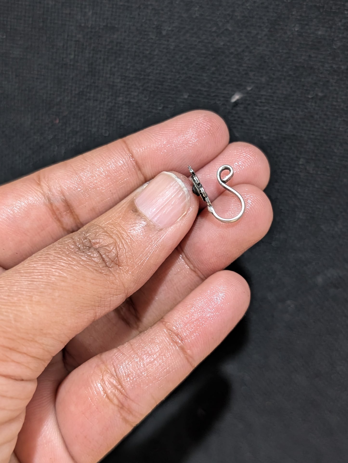 Oxidized Silver medium clip on nose pin - Different designs