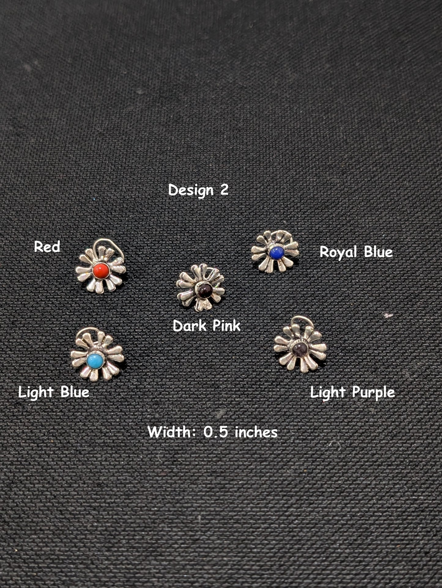 Oxidized Silver big nose pin for pierced nose - 4 designs