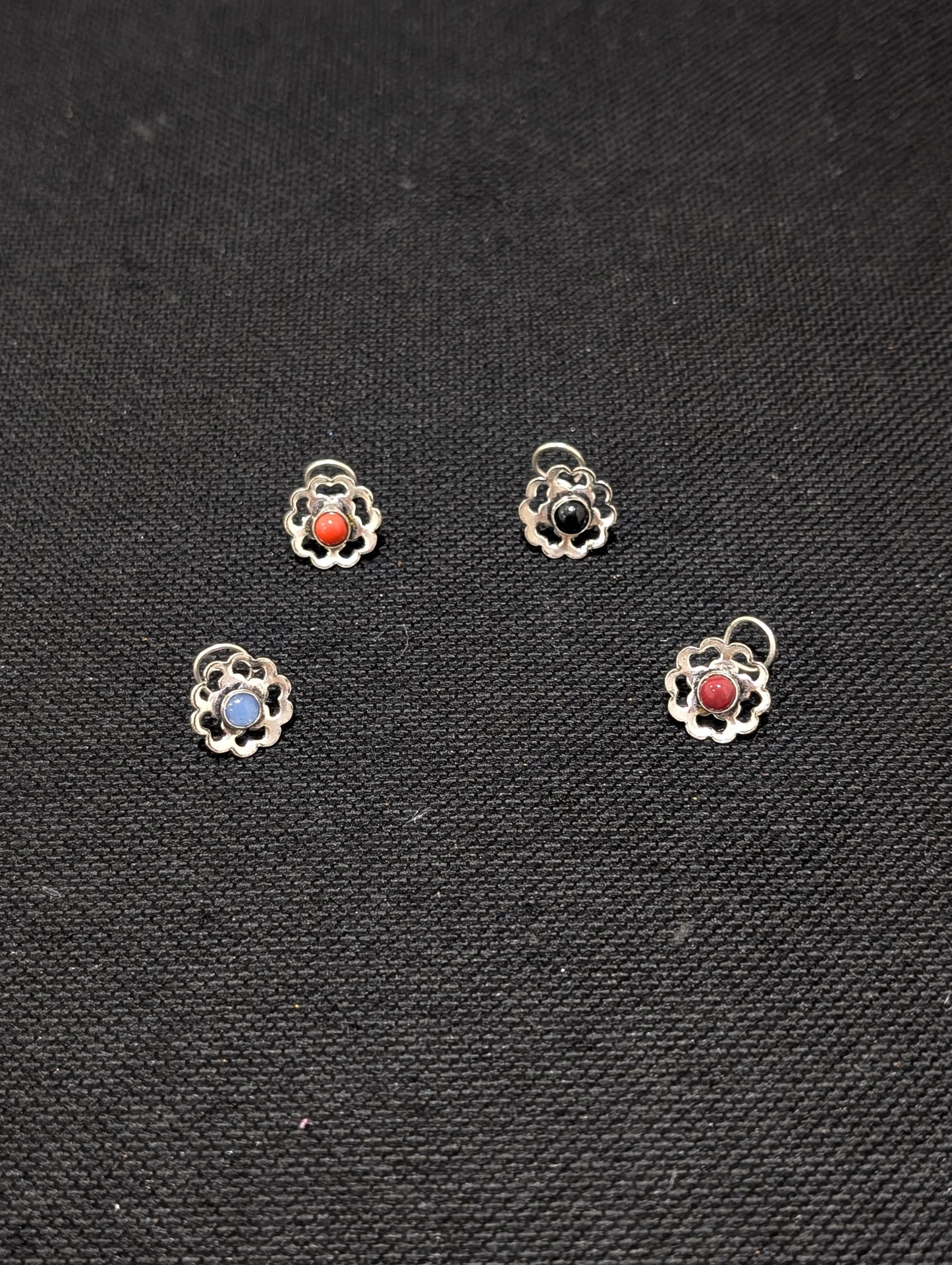 Oxidized Silver big nose pin for pierced nose - 4 designs