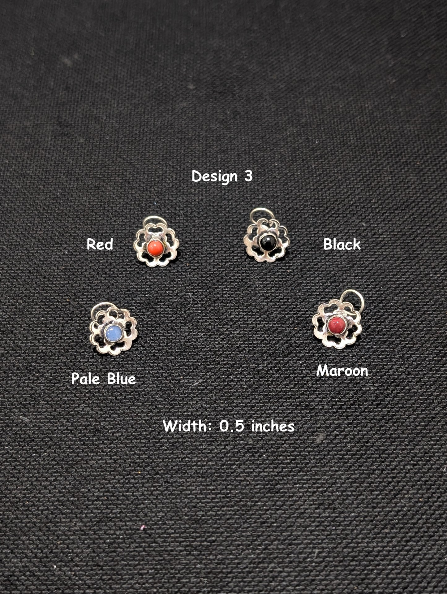 Oxidized Silver big nose pin for pierced nose - 4 designs