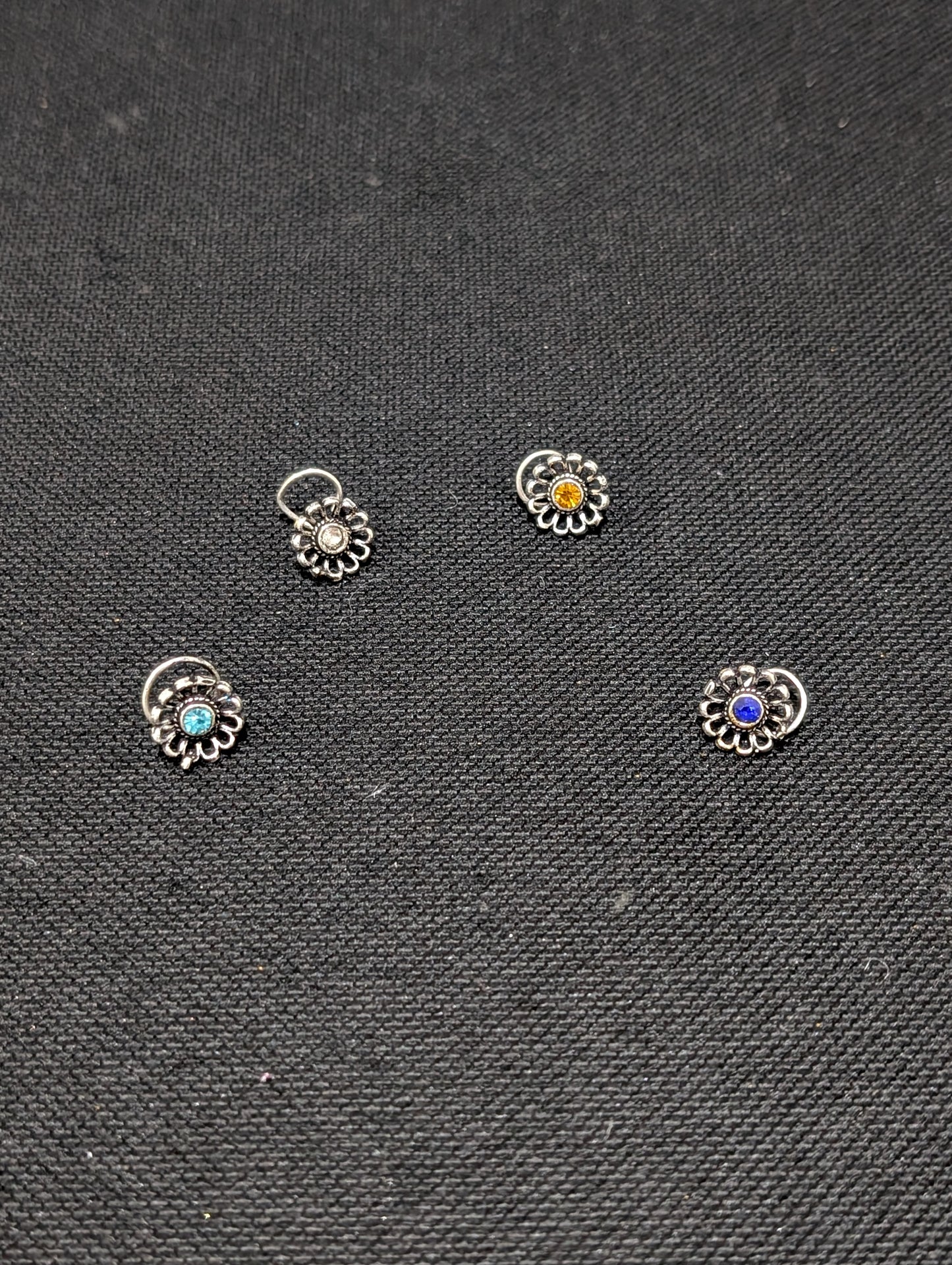 Oxidized Silver big nose pin for pierced nose - 4 designs
