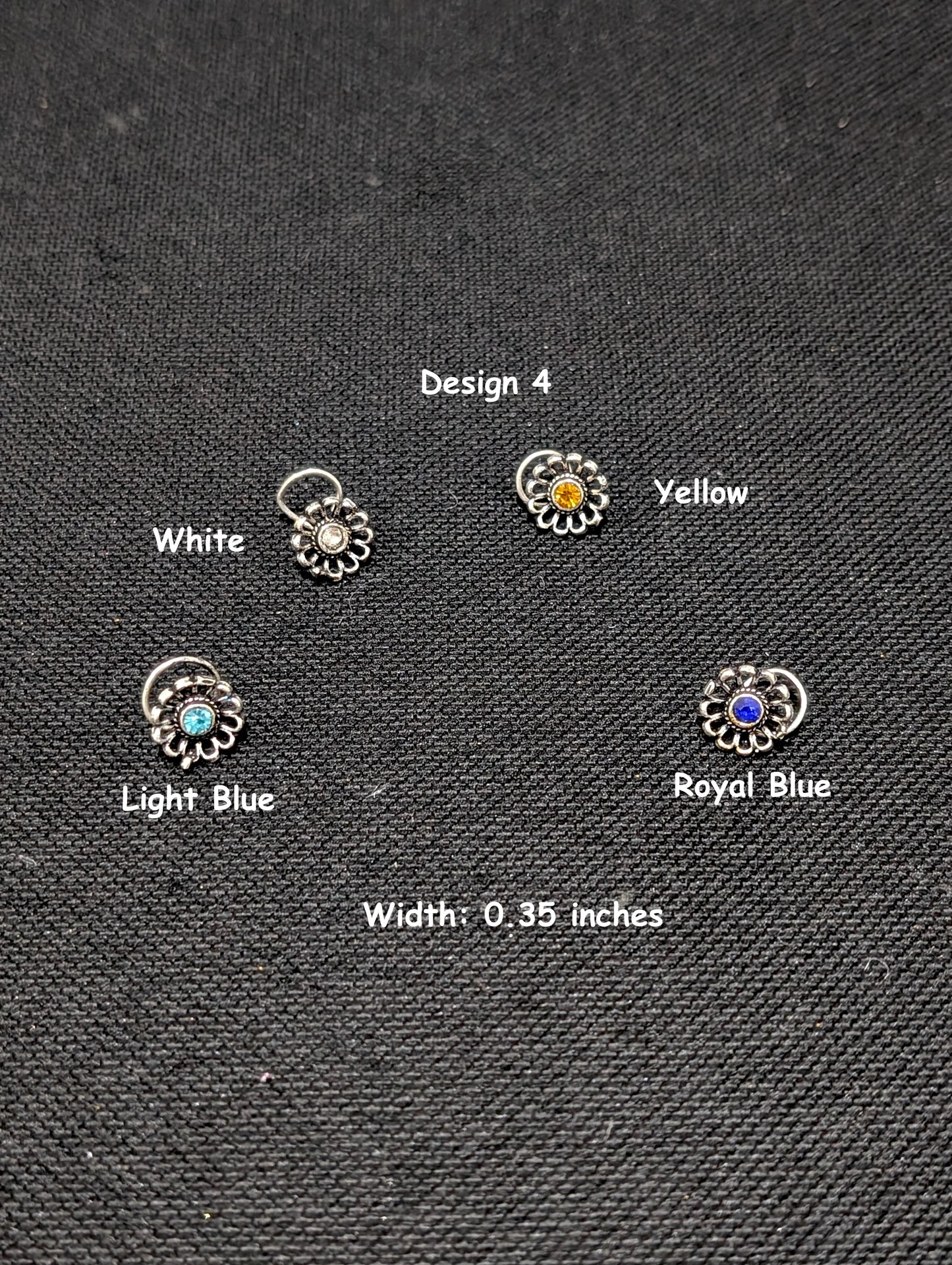 Oxidized Silver big nose pin for pierced nose - 4 designs
