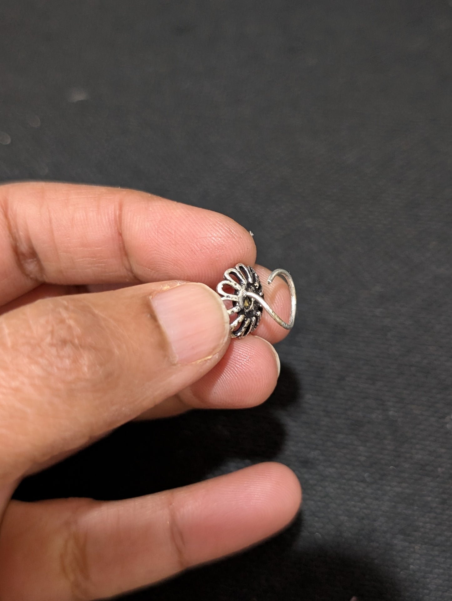 Oxidized Silver big nose pin for pierced nose - 4 designs