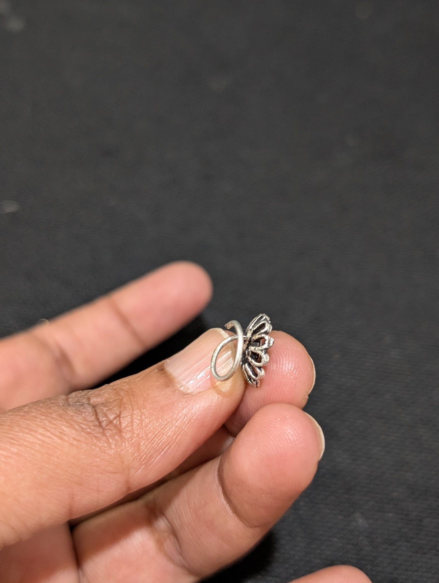Oxidized Silver big nose pin for pierced nose - 4 designs