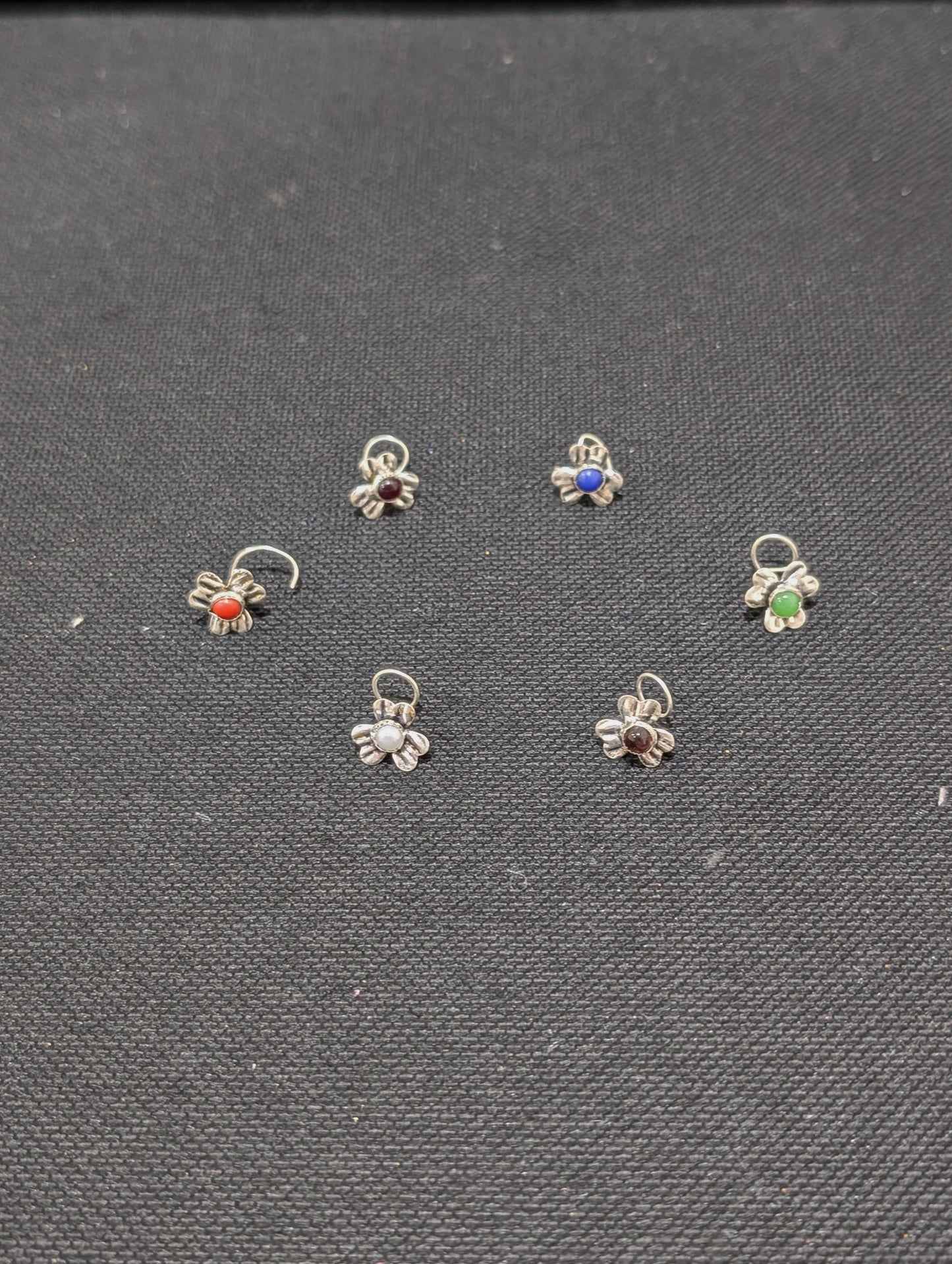 Oxidized Silver medium nose pin for pierced nose - 5 designs