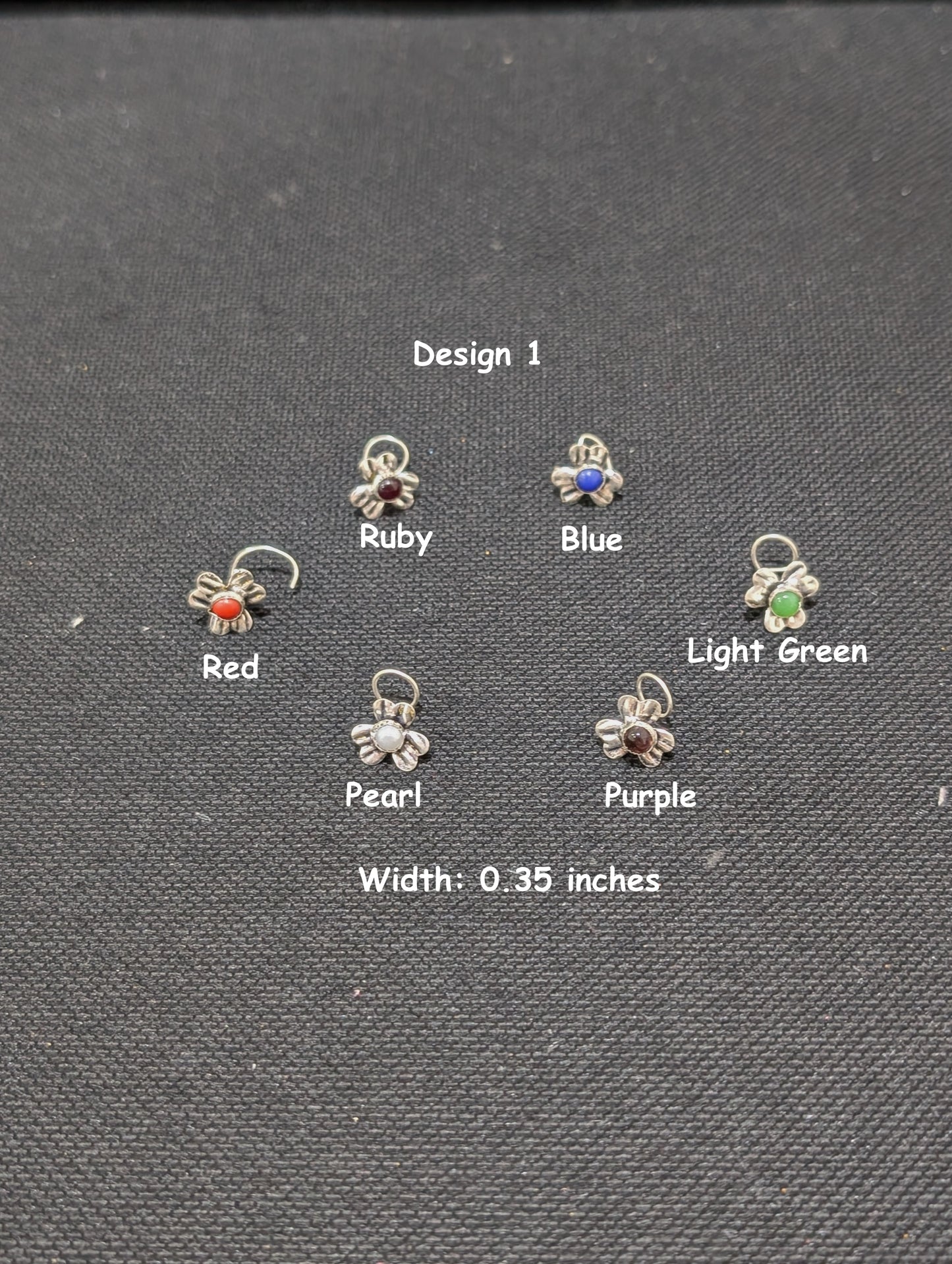 Oxidized Silver medium nose pin for pierced nose - 5 designs