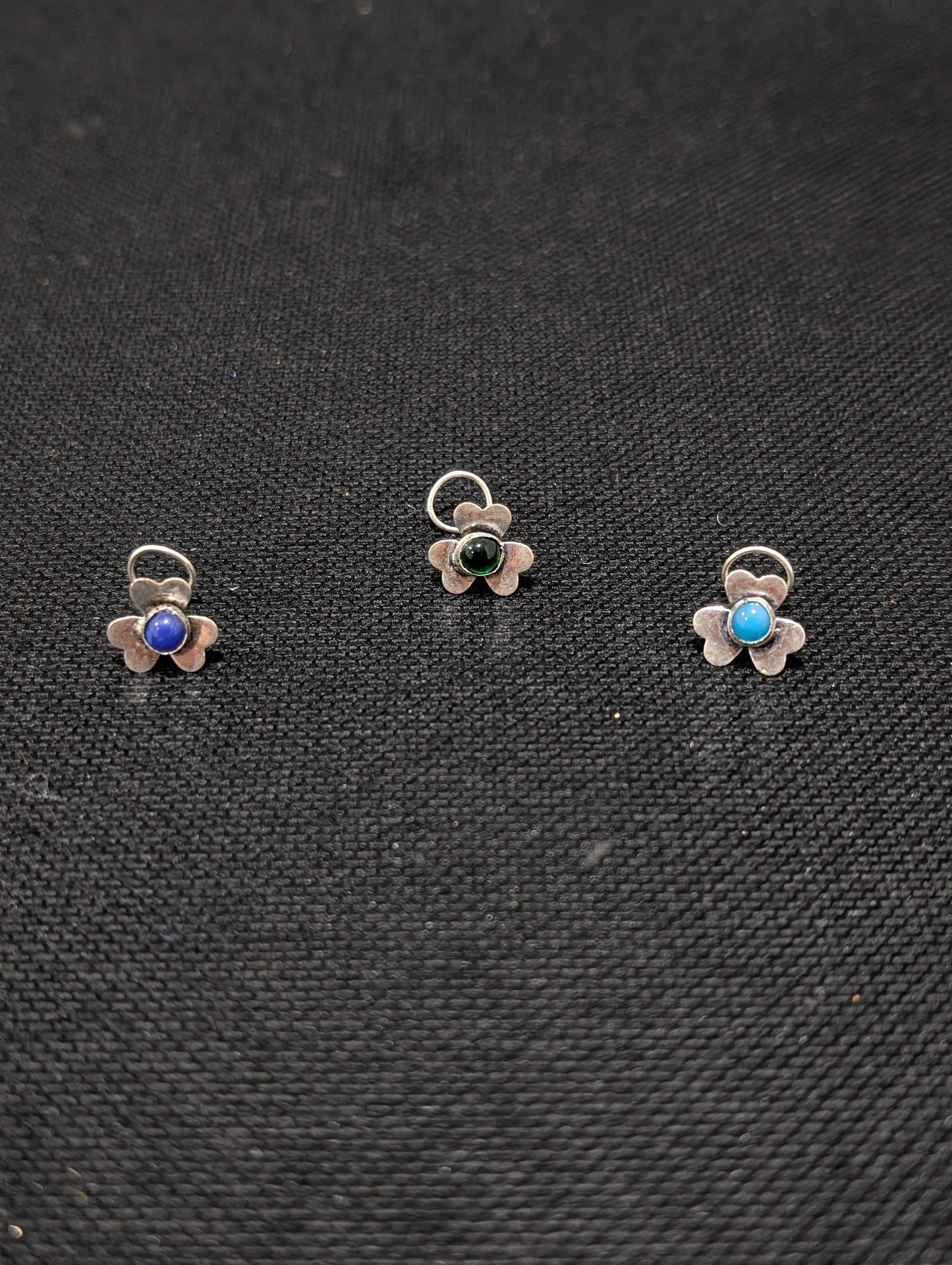 Oxidized Silver medium nose pin for pierced nose - 5 designs