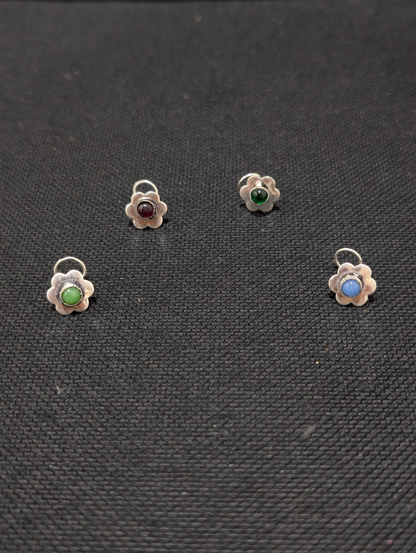Oxidized Silver medium nose pin for pierced nose - 5 designs