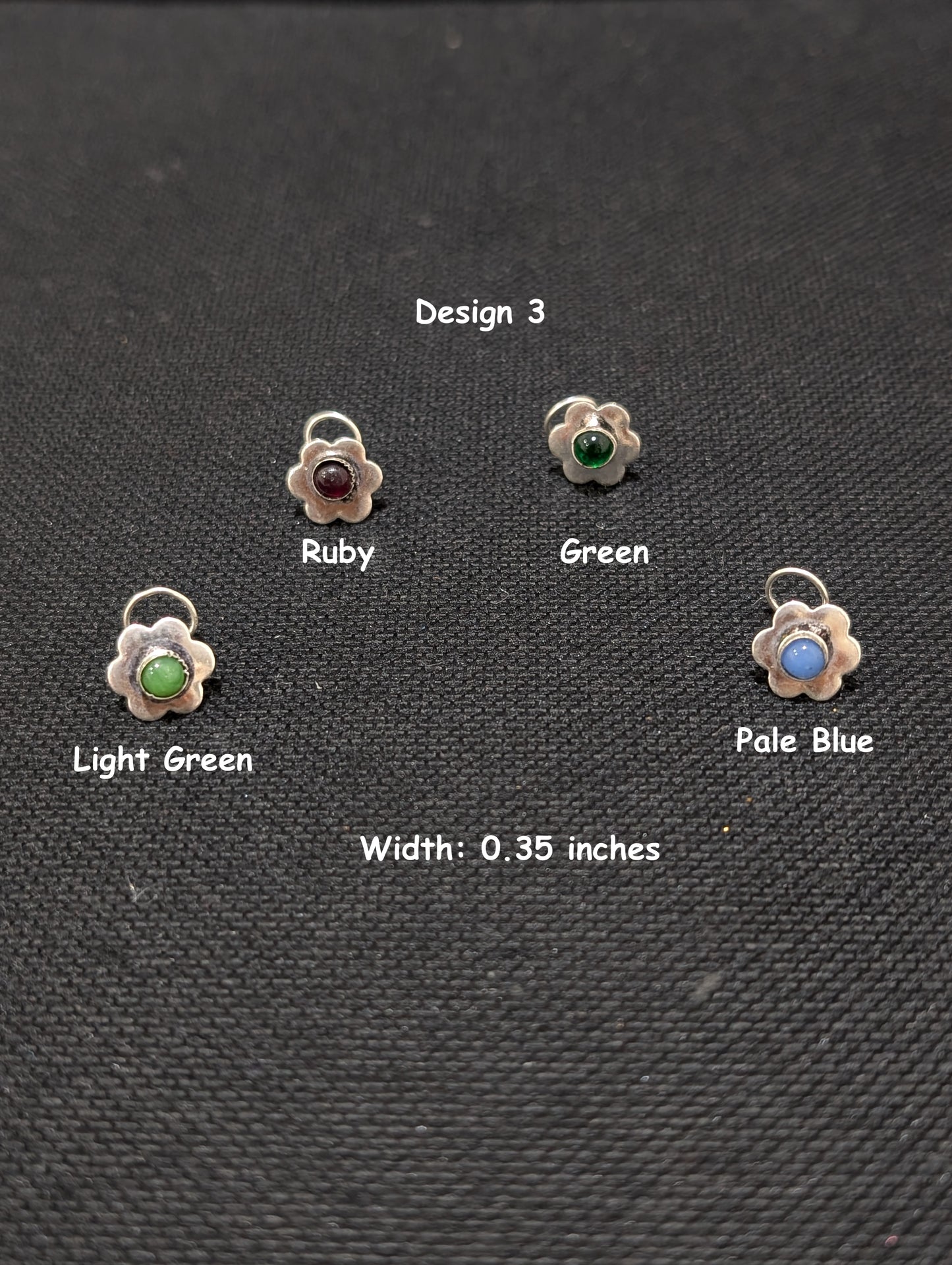 Oxidized Silver medium nose pin for pierced nose - 5 designs