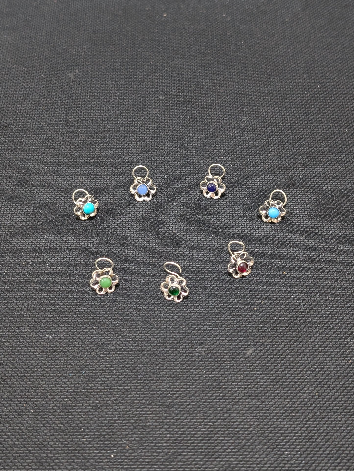 Oxidized Silver medium nose pin for pierced nose - 5 designs