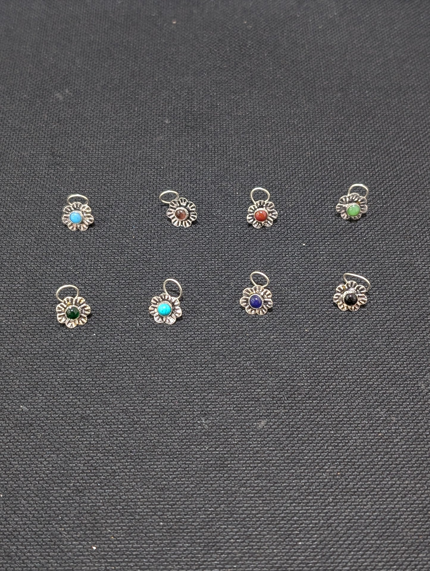 Oxidized Silver medium nose pin for pierced nose - 5 designs