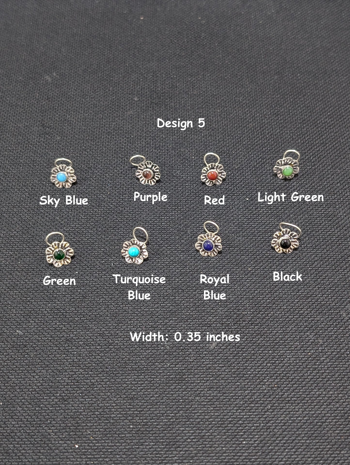 Oxidized Silver medium nose pin for pierced nose - 5 designs