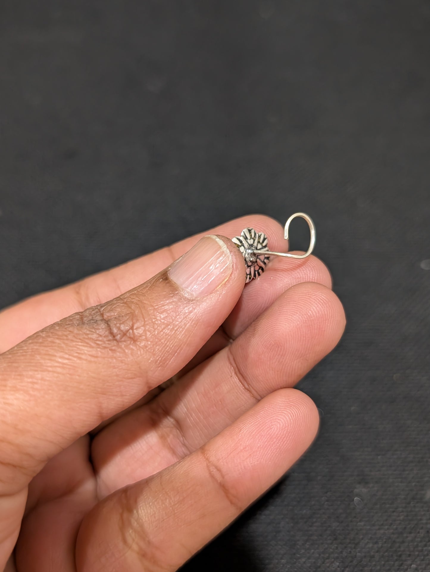 Oxidized Silver medium nose pin for pierced nose - 5 designs