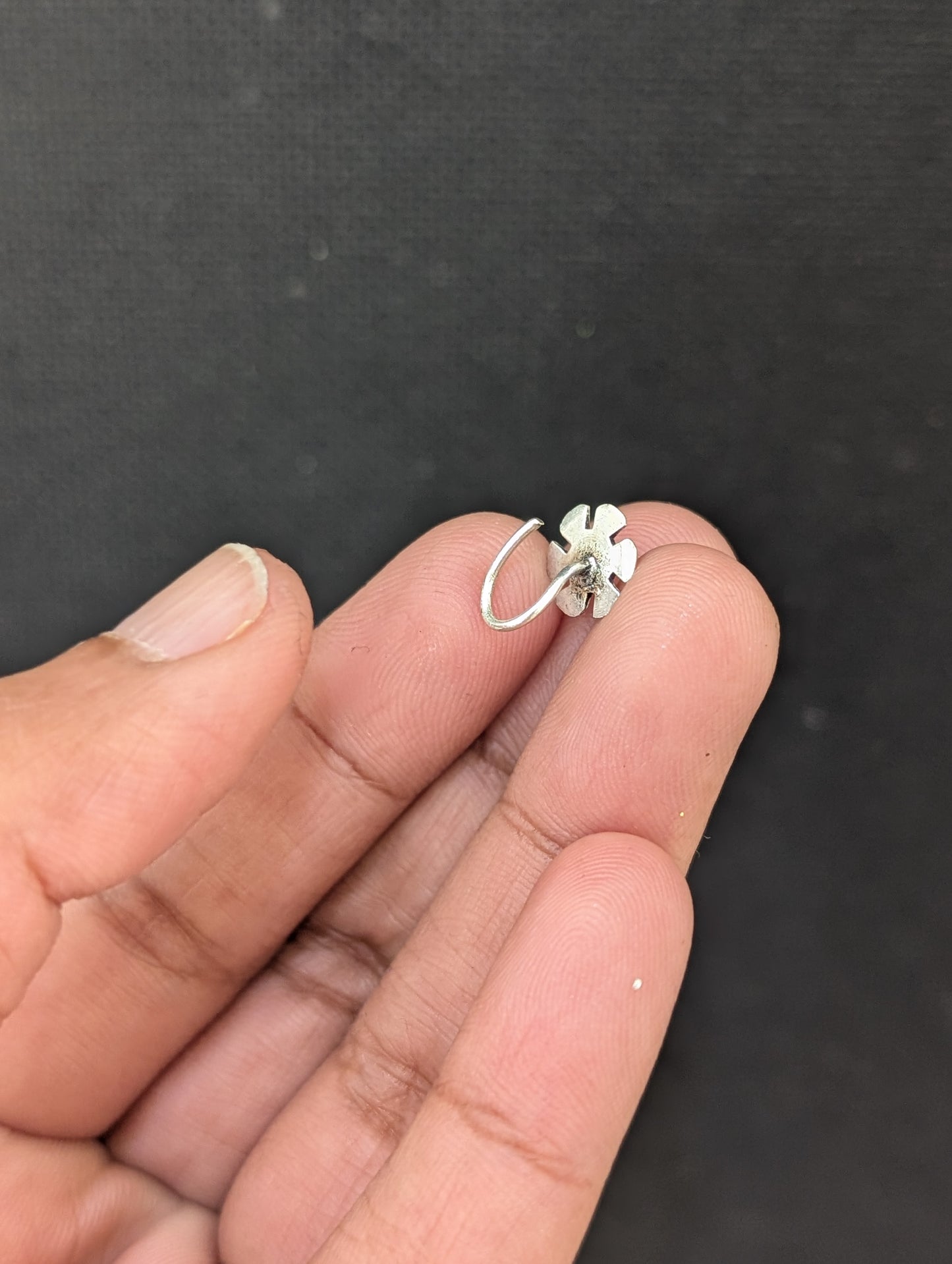Oxidized Silver small nose pin for pierced nose - 6 designs