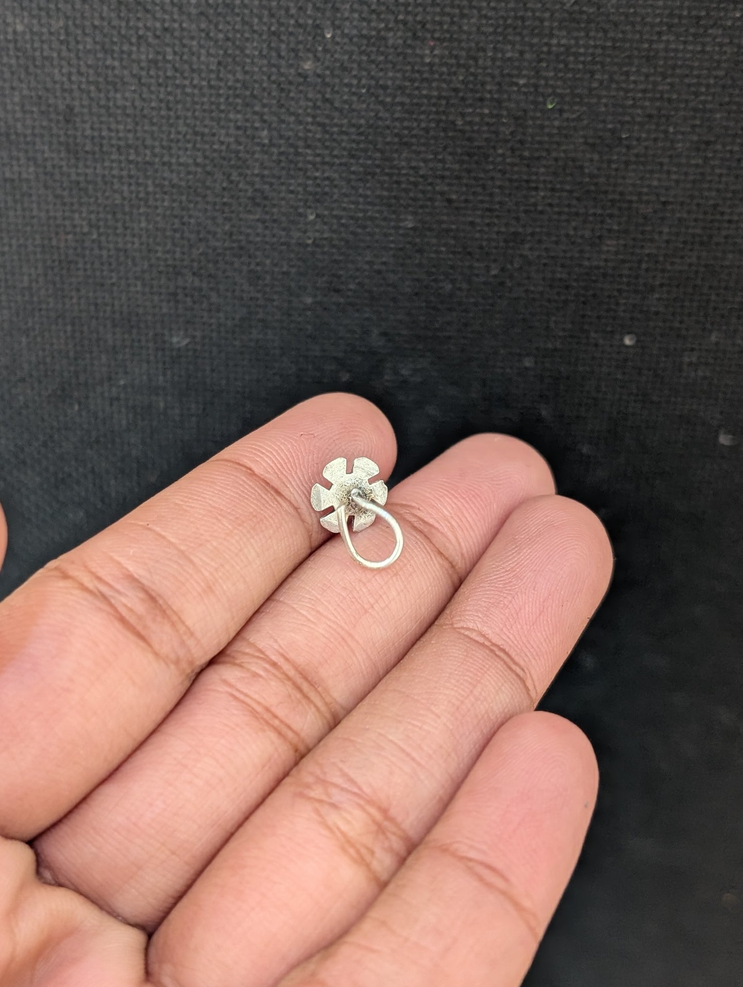 Oxidized Silver small nose pin for pierced nose - 6 designs