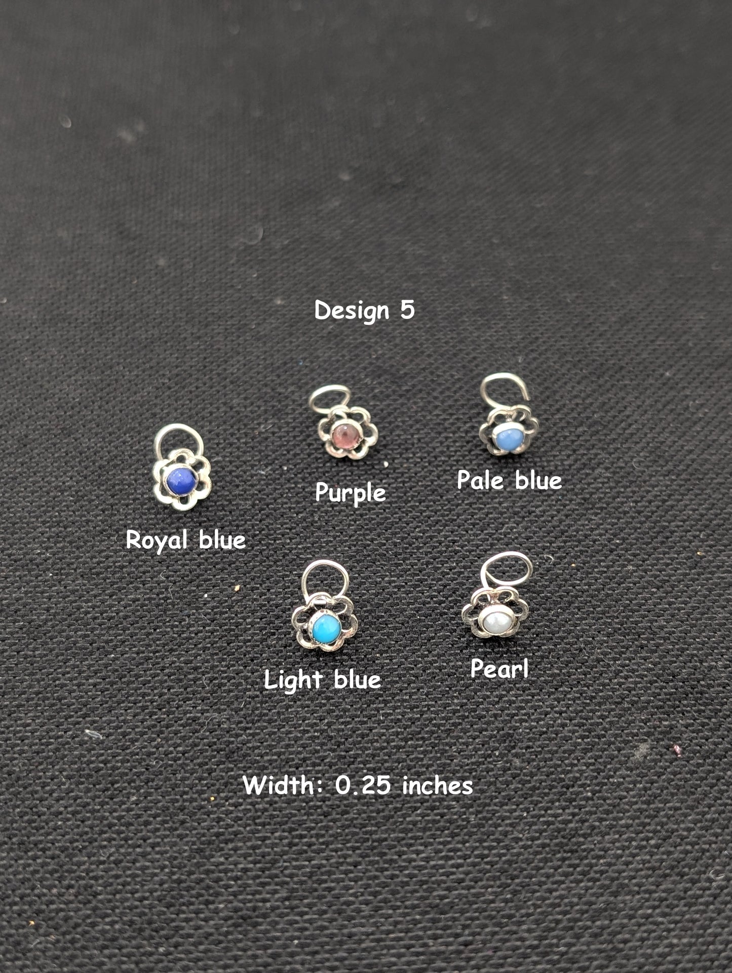 Oxidized Silver small nose pin for pierced nose - 6 designs