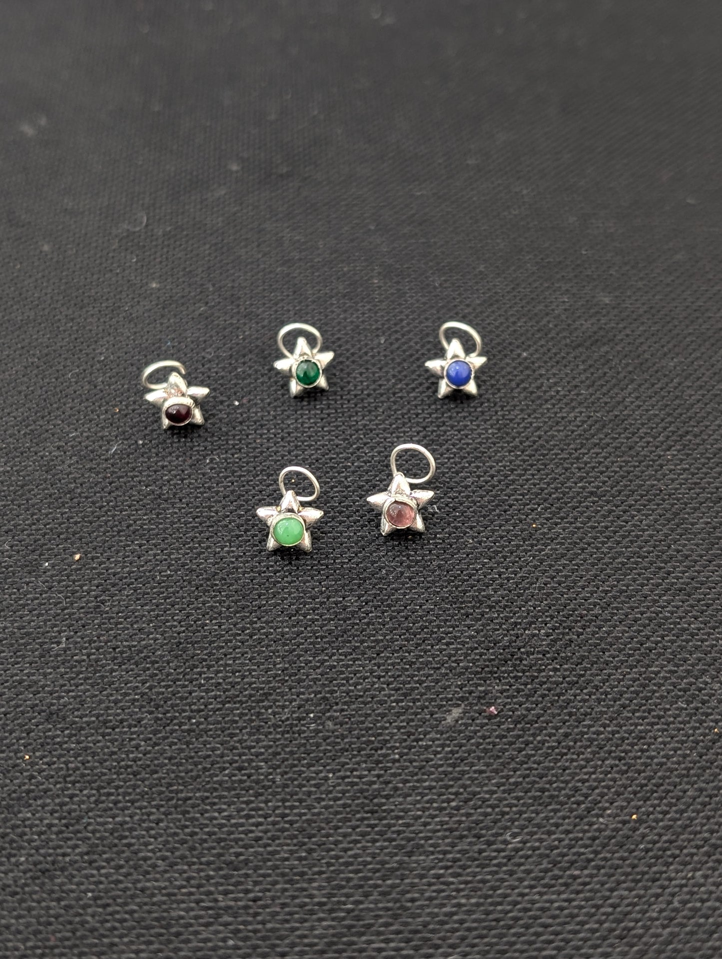 Oxidized Silver small nose pin for pierced nose - 6 designs