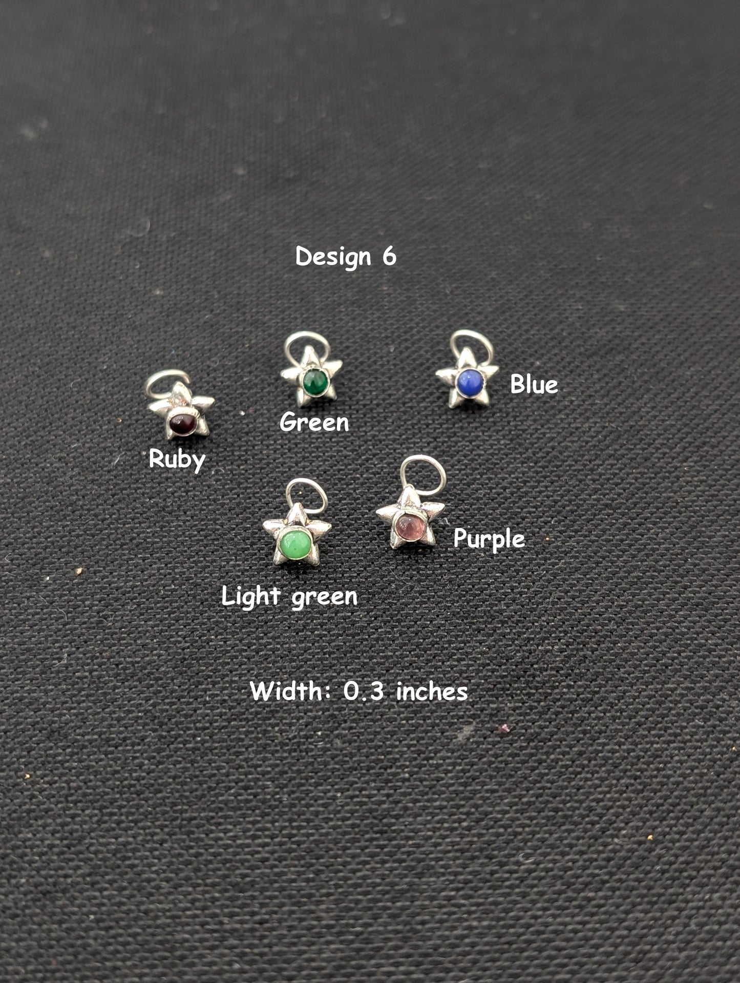 Oxidized Silver small nose pin for pierced nose - 6 designs