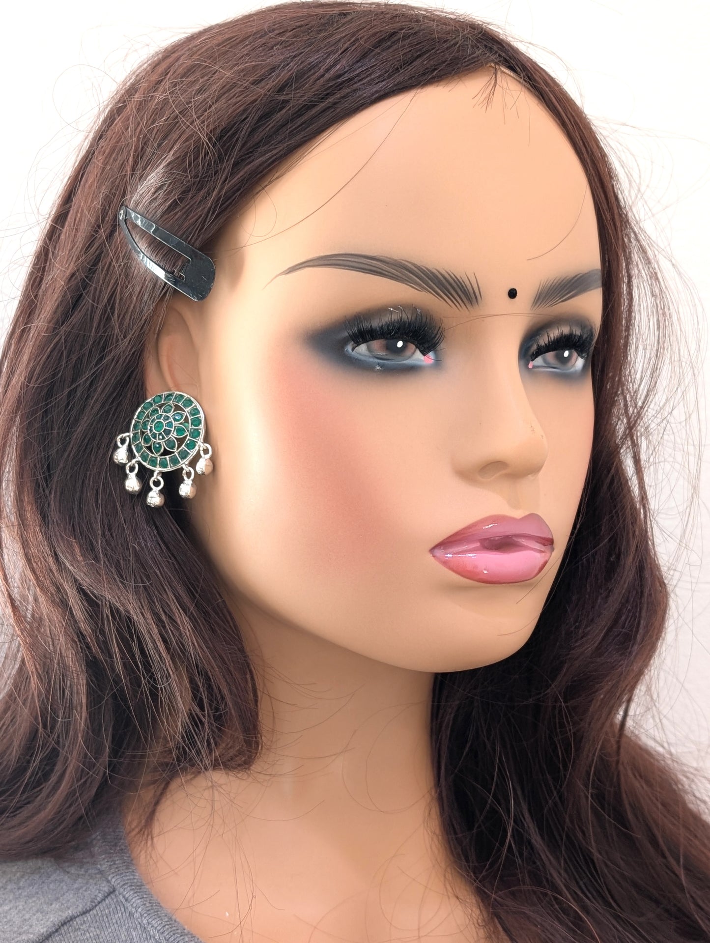 Ghunghru bead dangle Silver Kemp Stud earrings