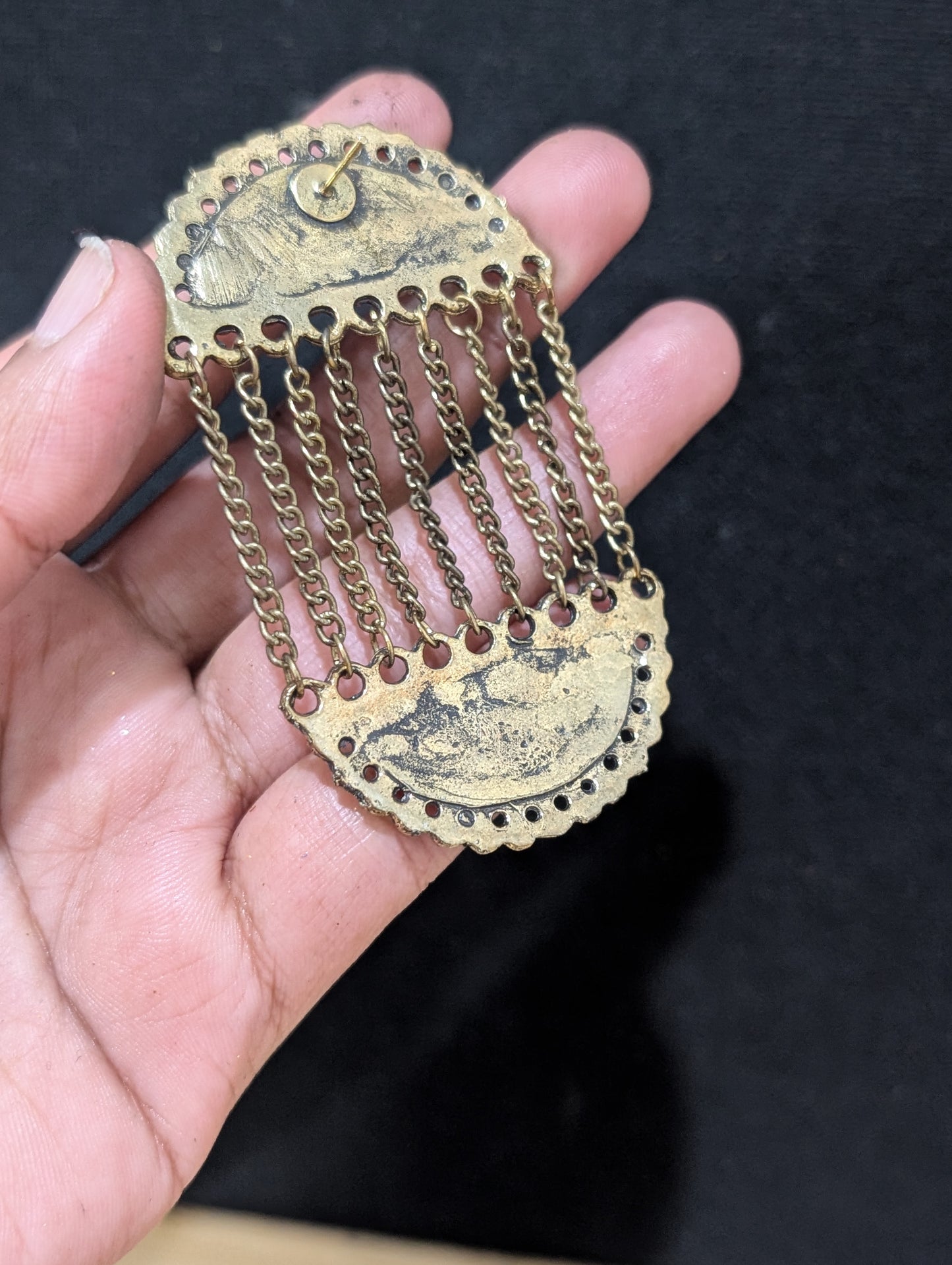 Antique gold Unique Dangle Earrings