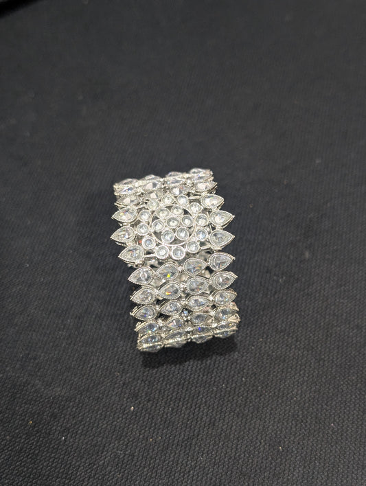 White polki stone cuff bangle bracelet