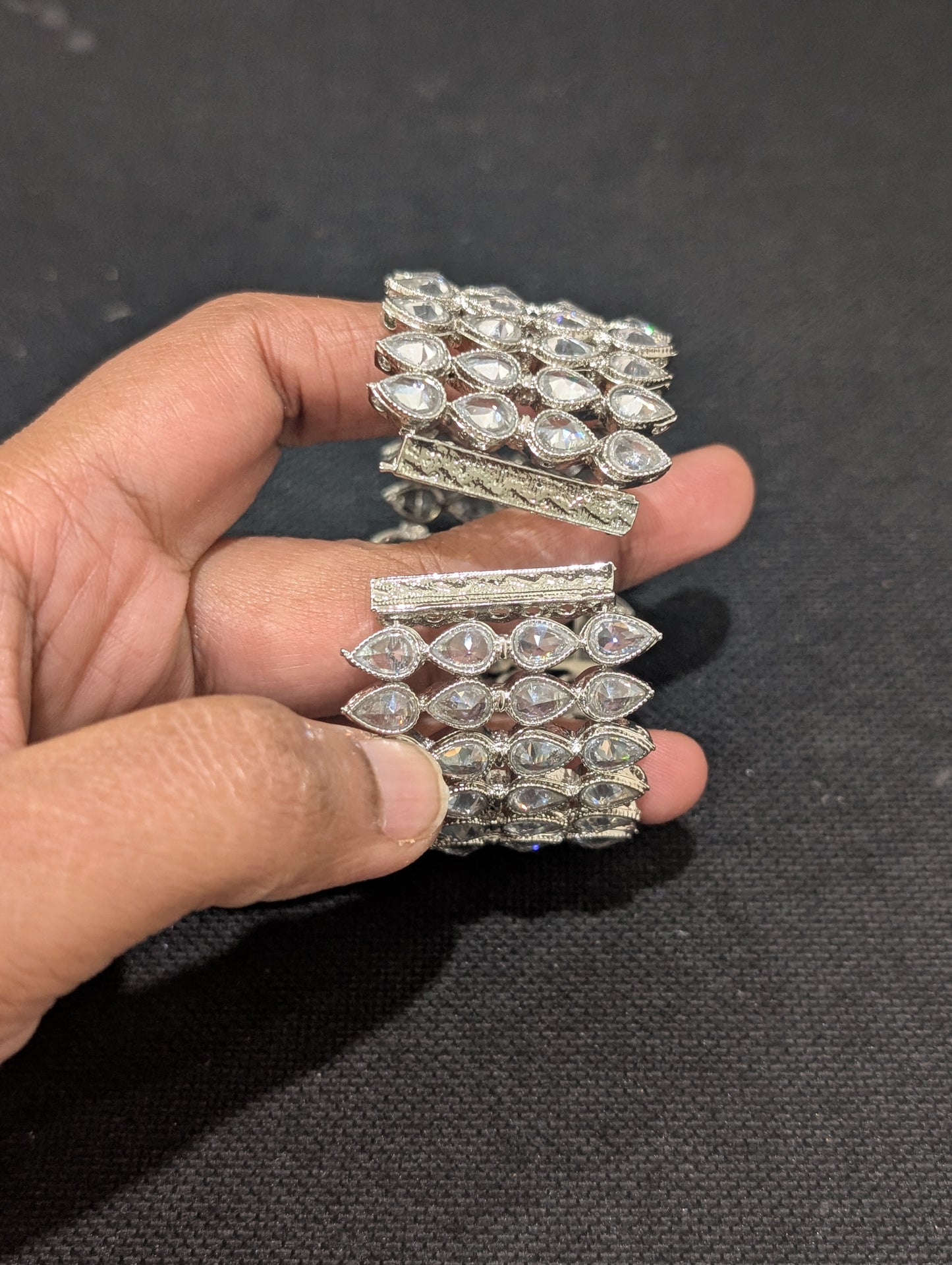 White polki stone cuff bangle bracelet