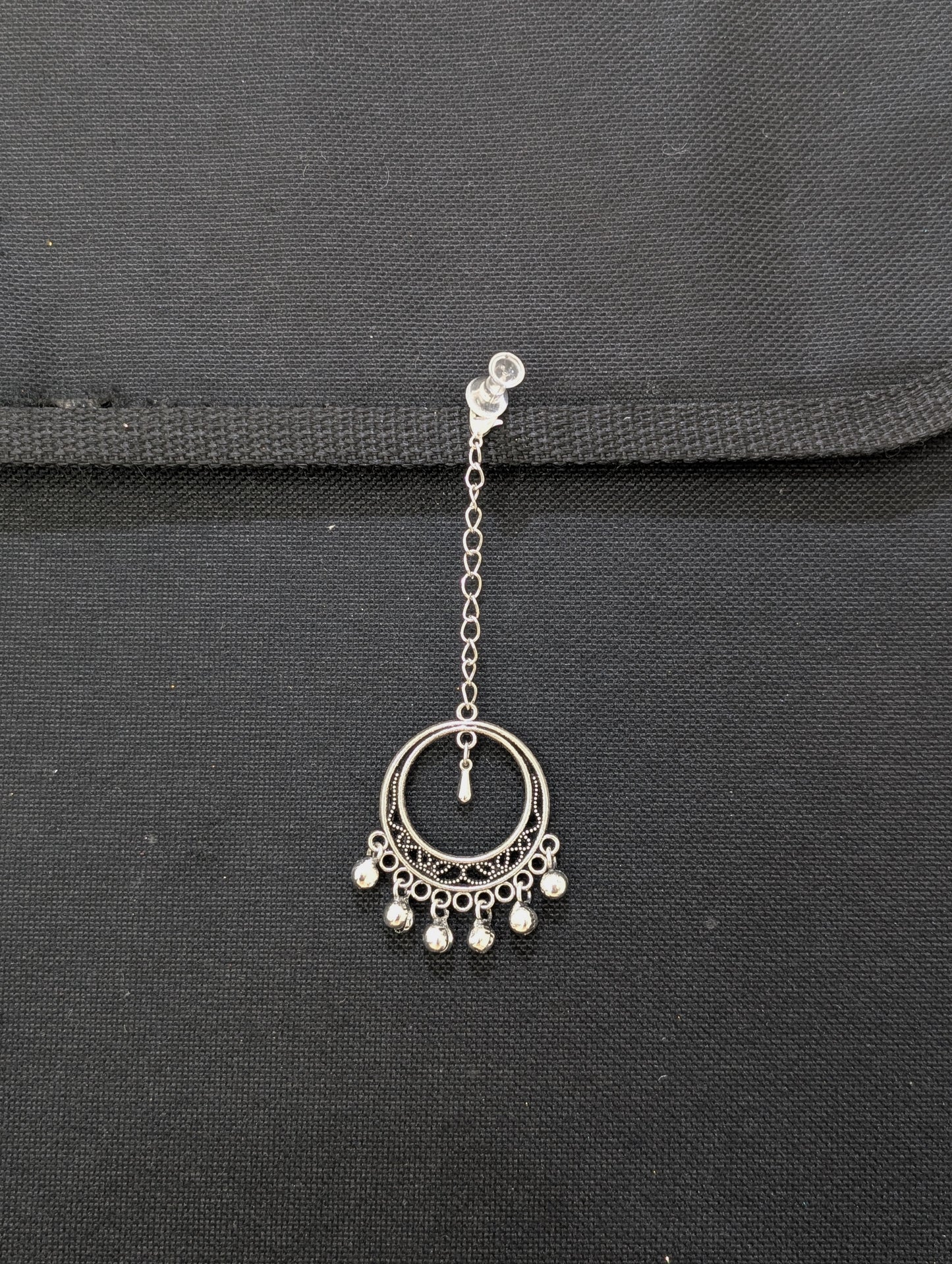 Oxidized silver Hollow circle Maang Tikka