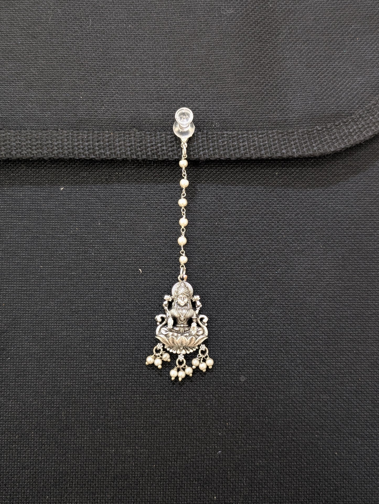 Goddess Lakshmi Silver Matte Maang Tikka