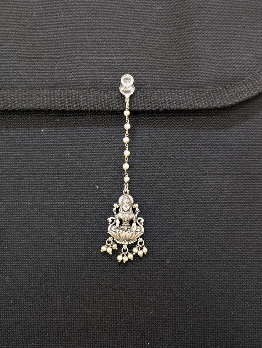 Goddess Lakshmi Silver Matte Maang Tikka