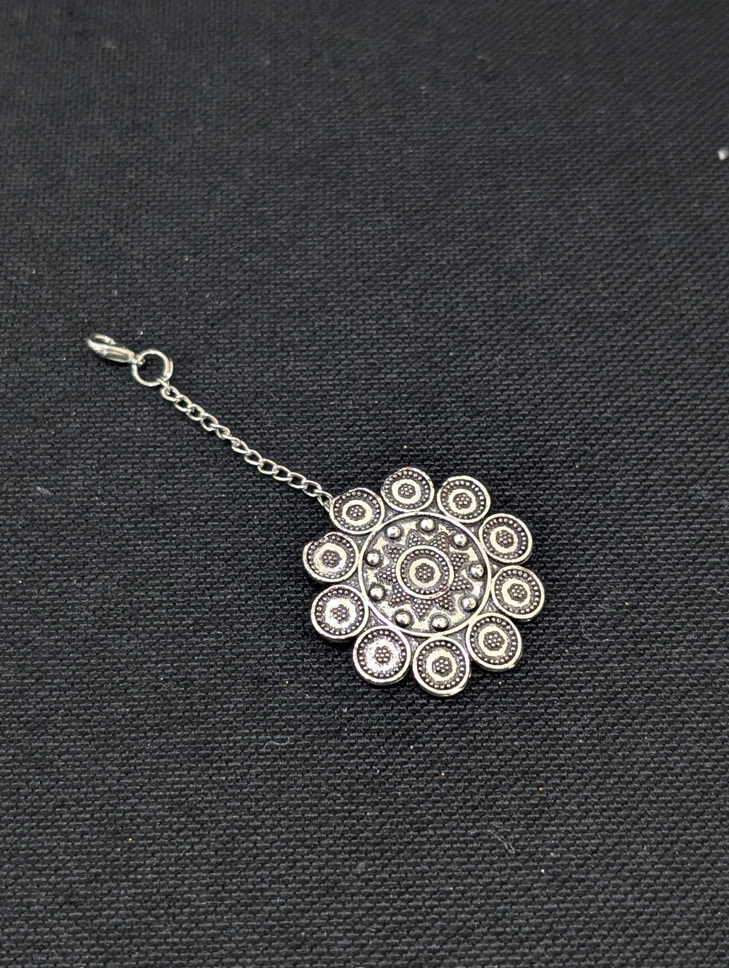 Oxidized silver Circle Round Maang Tikka
