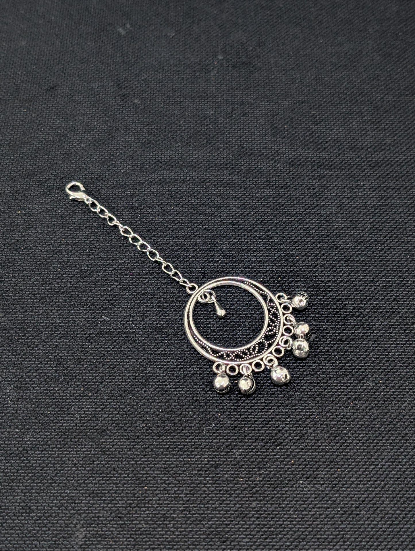Oxidized silver Hollow circle Maang Tikka