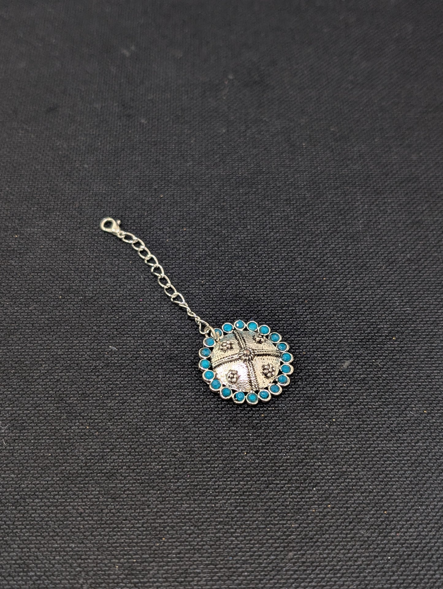 Oxidized silver Polki Small Maang Tikka