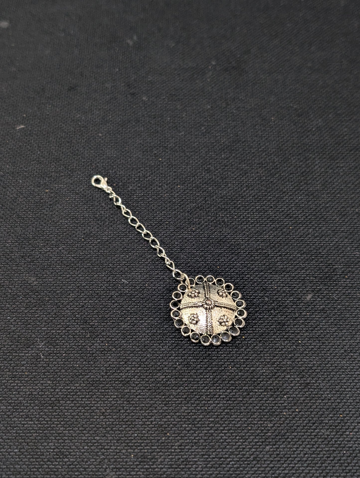 Oxidized silver Polki Small Maang Tikka