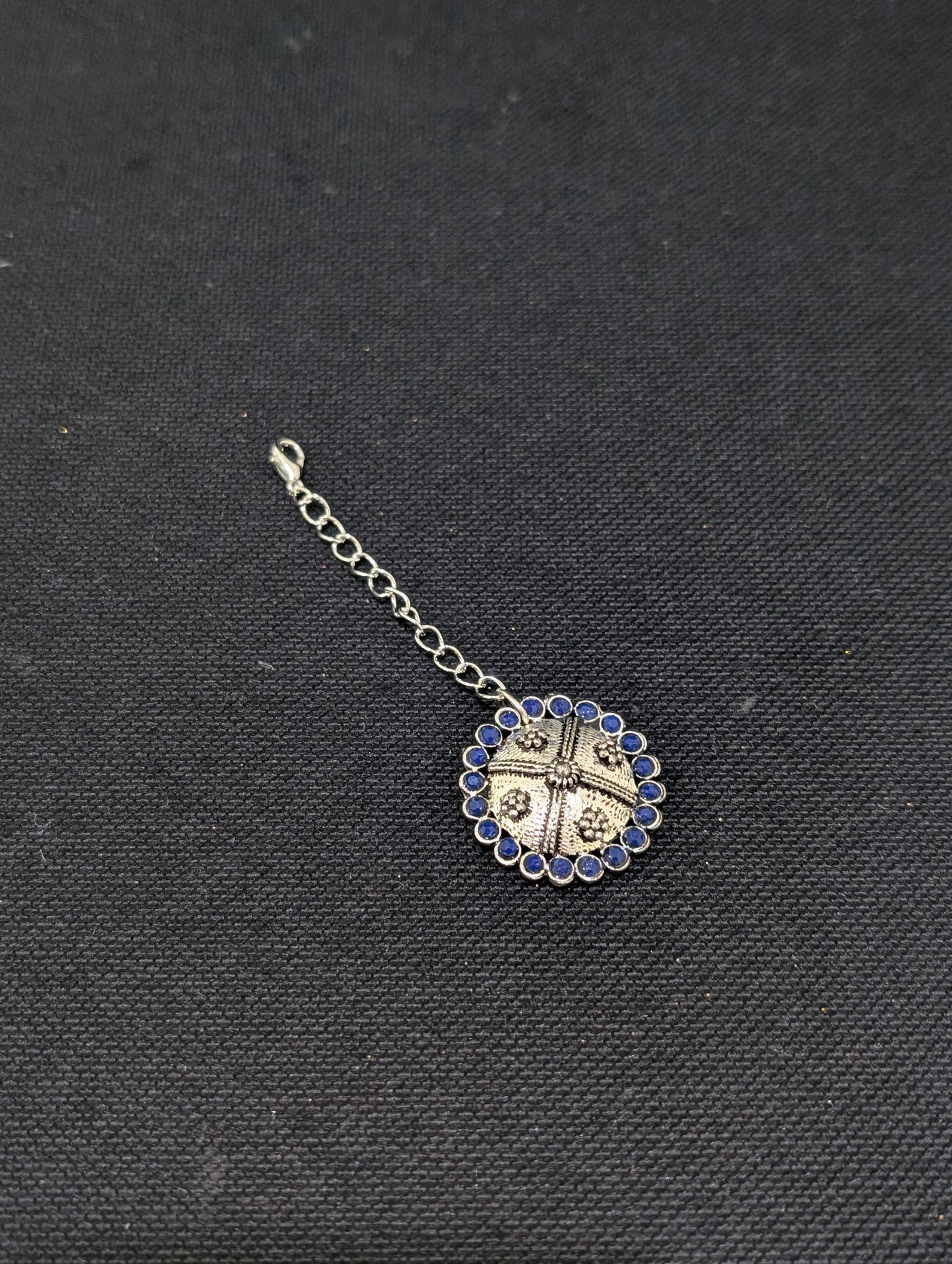 Oxidized silver Polki Small Maang Tikka