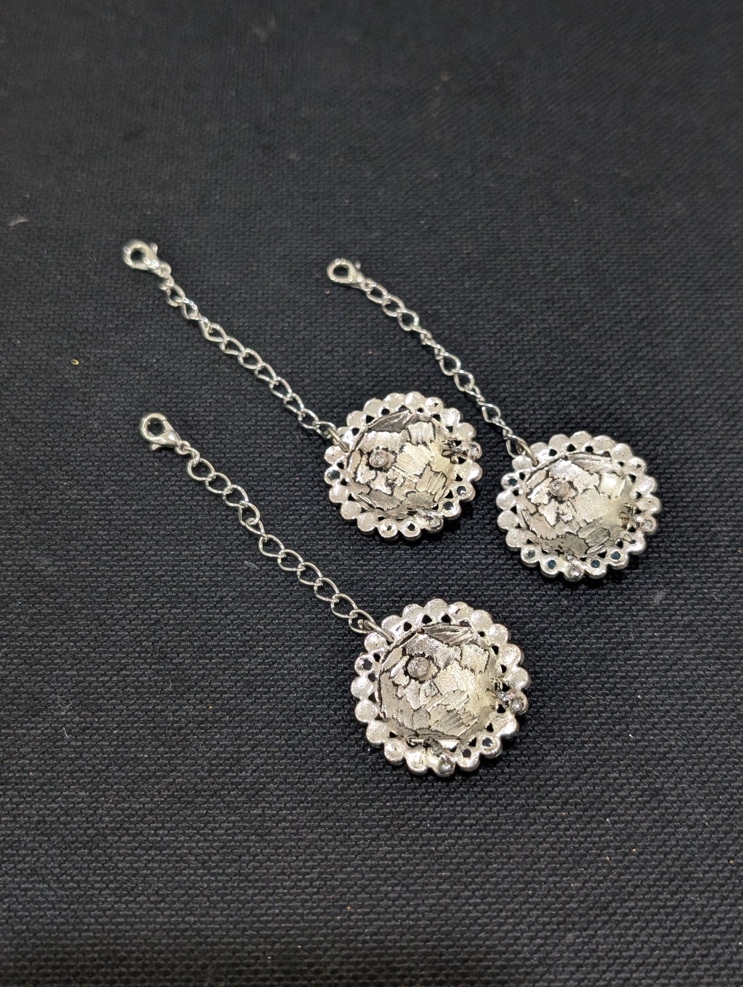Oxidized silver Polki Small Maang Tikka