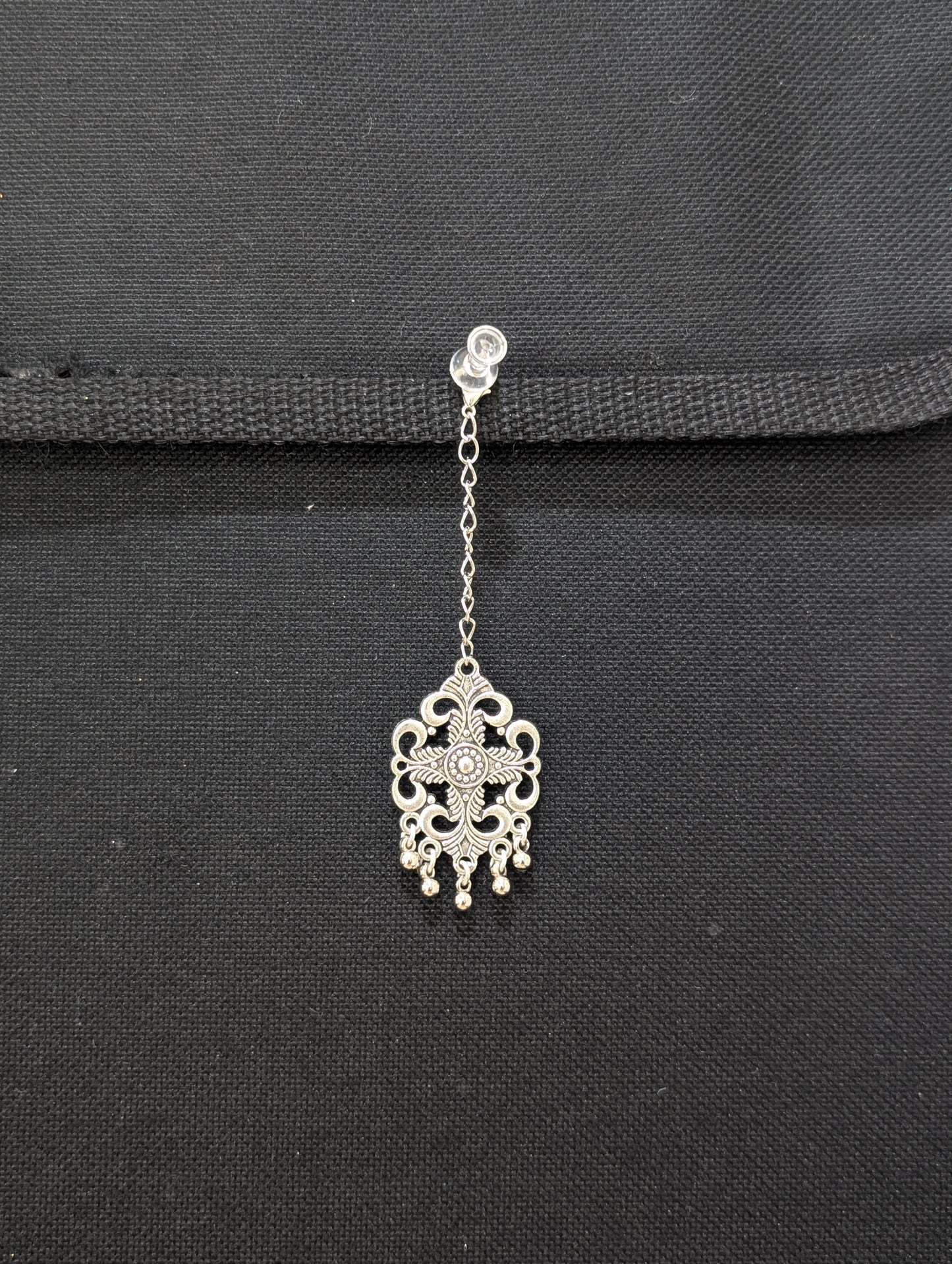 Oxidized Silver Curvy Maang Tikka