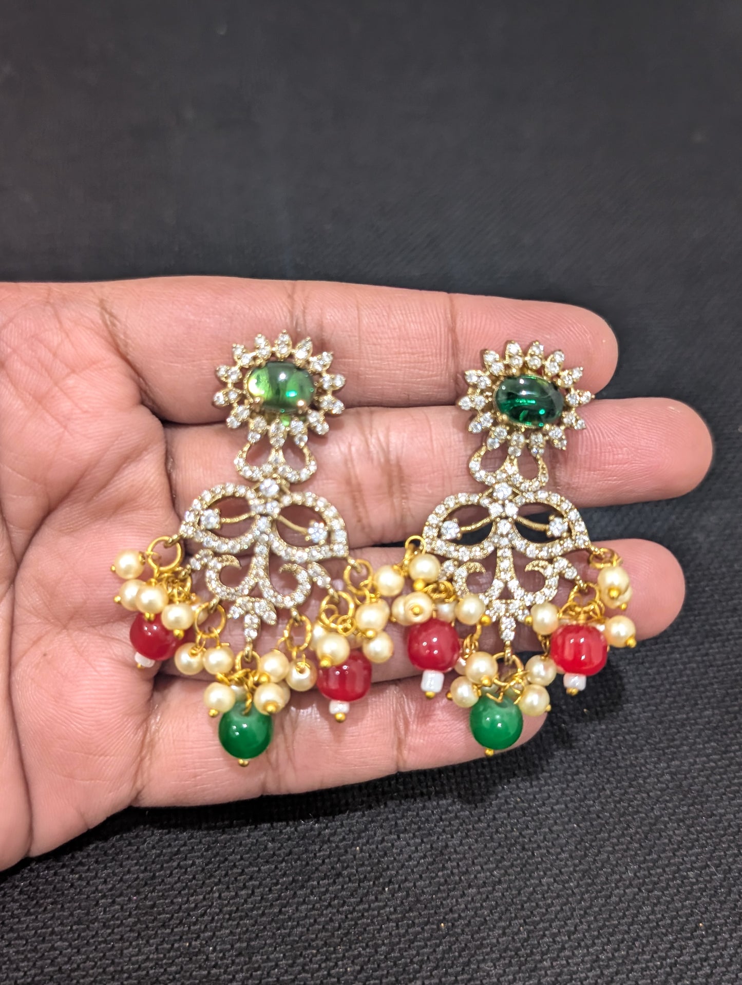 Victorian CZ Adigai style Choker Necklace and Earrings set