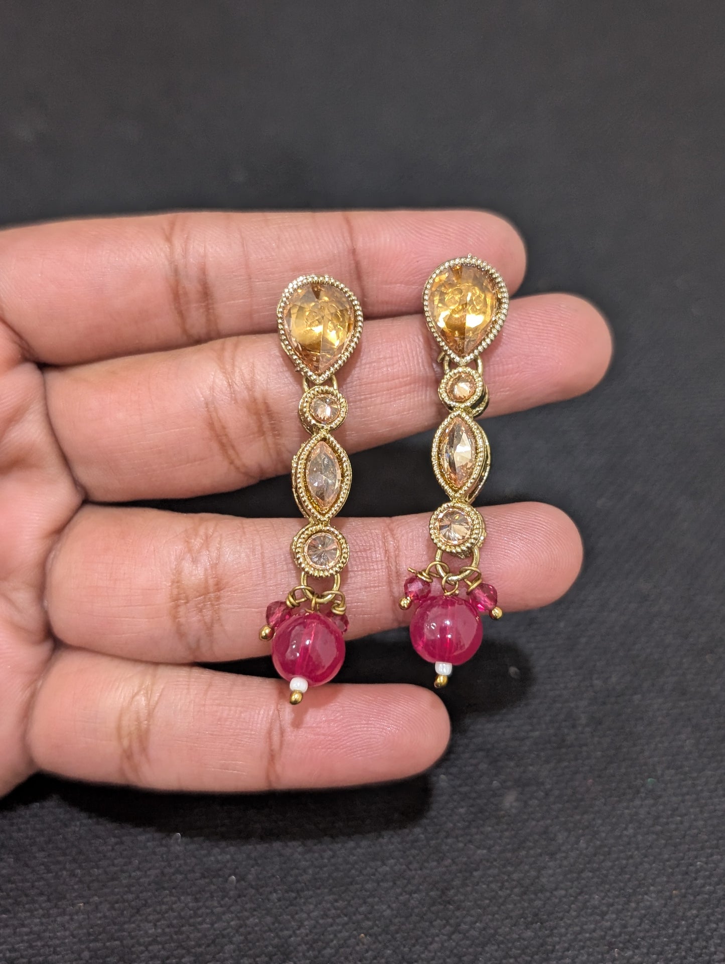 Mehandi polish polki stone choker necklace and earrings set